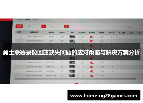 勇士联赛录像回放缺失问题的应对策略与解决方案分析